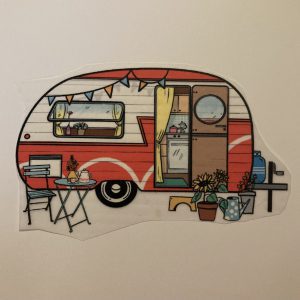 Strijkapplicatie Caravan rood