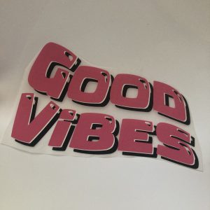 Strijkapplicatie Good vibes fuchsia