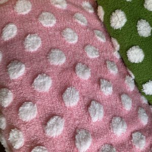 Coupon 180cm - Teddy roze witte stip (er zijn er 2 op voorraad)
