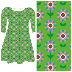 Bobbeez Bloemetje groen - katoen tricot