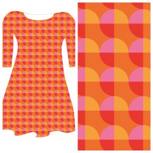 Bobbeez grafisch oranje - katoen tricot