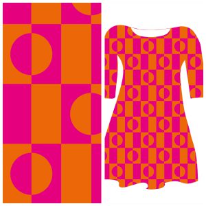 Bobbeez Fuchsia oranje grafisch -  katoen tricot