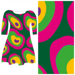 Bobbeez Blobs groen roze - katoen tricot