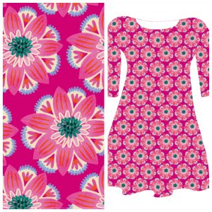Bobbeez bloem magenta/fuchsia- katoen tricot