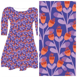 Bobbeez bloemetjes paars- katoen tricot