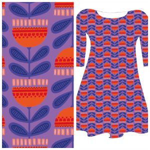 Coupon 105cm - Bobbeez bloemkelk paars- katoen tricot