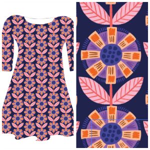 Bobbeez bloem paars- katoen tricot