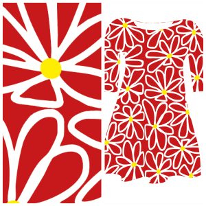 Bobbeez maxi bloem rood - katoen tricot