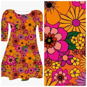 Bobbeez Vintage bloem oranje  - katoen tricot