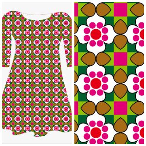 Bobbeez Gingham bloem fuchsia- katoen tricot