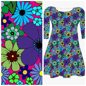 Bobbeez vintage bloem fuchsia/paars - katoen tricot