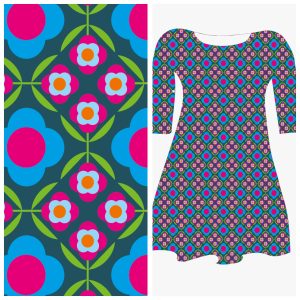 Bobbeez bloemen/ruiten- katoen tricot