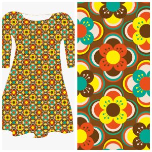 Bobbeez bloemetjes bruin/geel- katoen tricot