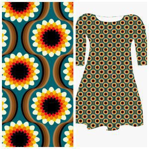 Bobbeez Zonnige bloem petrol/rood - katoen tricot