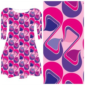 Bobbeez 60’s vormen roze - French Terry