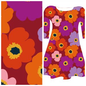 Bobbeez Maxi bloem Bordeaux - French Terry